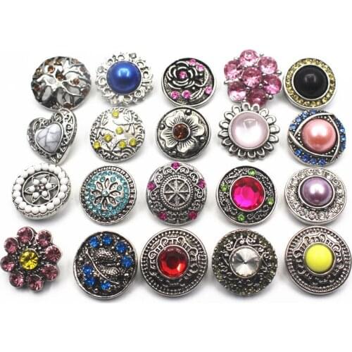 Mix 10pcs/lot Many Styles 18-22mm Alloy Snap Buttons Rhinestone Elephant Fit Women Snap Bracelets Watches Snap DIY Jewelry