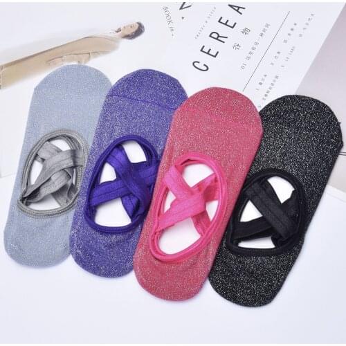 Yoga Socks Dance Pantyhose Non-Slip Backless round Head Cross Strap Sports woman socks