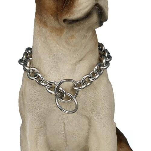 Dog Chain Collar Silver Color 316L Stainless Steel Cut Curb Link Customize Size Wholesale Jewelry 13mm Wide