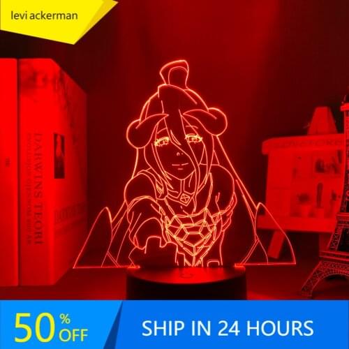 Anime Overlord Led Light for Bedroom Decor Night Light Kids Children Birthday Gift Manga Overlord Albedo 3d Lamp Bedside