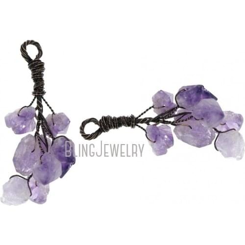 Rustic Copper Plated Raw Amethysts Pendant Antique Copper Crystal Pendant PM38057