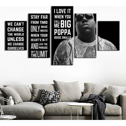 5 PCS B.I.G Biggie Smalls Hipop Singer Poster HD Printed Canvas Painting Wall Art Modular Picture for Wall Home Decor No Frame