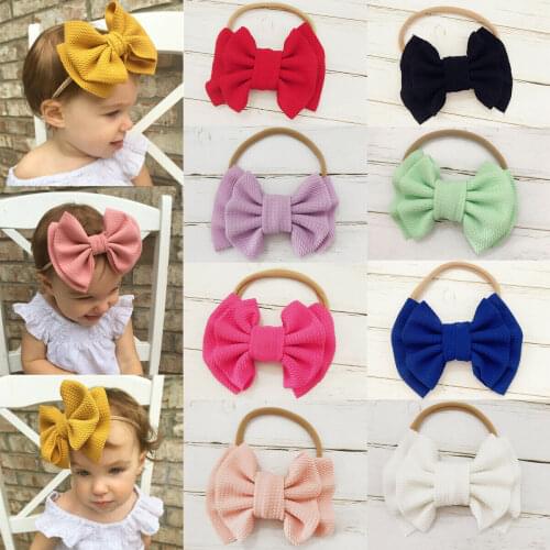 Toddler Kids Baby Girls Big Bow Hairband Knot Elastic Headband Hair Accessories Black Blue White Red Yellow Accessories