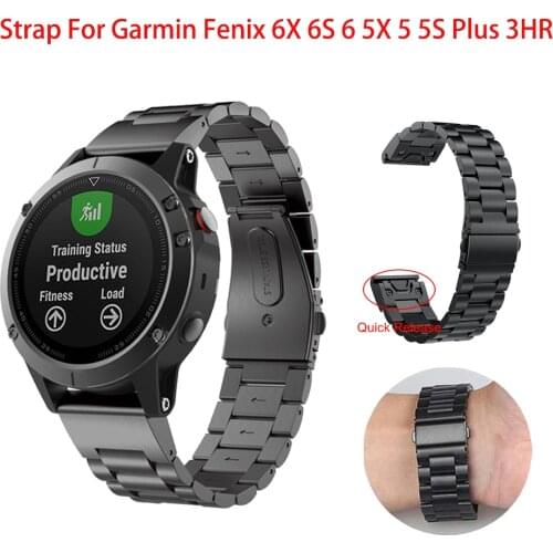 26 22 20MM Watchband Strap for Garmin Fenix 6S 6X 6 Pro 5X 5 5S 3HR D2 MK1 Watch Quick Release Stainless steel Wrist Band Strap