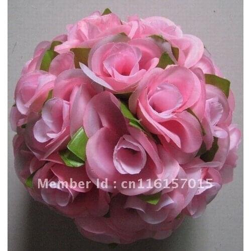 20cm dia. pink Wedding kissing flower ball,event & party decorations with green leaf,10pcs/lot