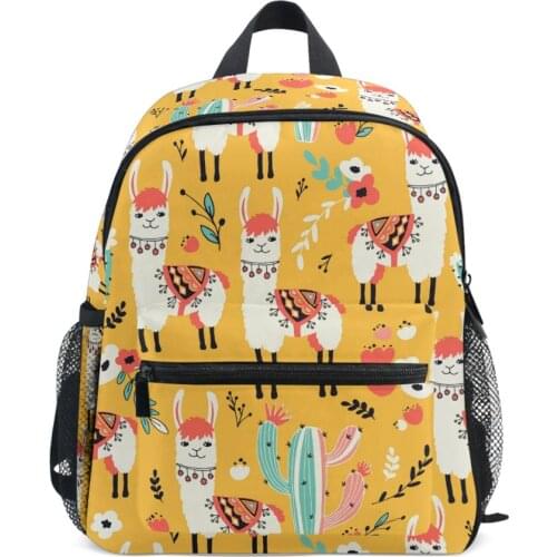 Little girls School Bags for Boys Cute 3D Lamas Backpacks Kids yellow Schoolbag Girls Child Gift Mochila Escolar
