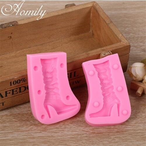 Amoliy 3D Long Boots Silicone Cake Mold DIY Handmade Soap Mold Cake Decorating Tools Fondant Choocolate Mold Clip Baking Mold