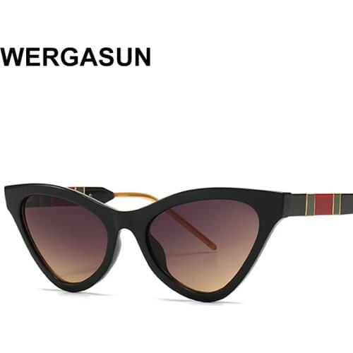 WERGASUN Cateye Sunglasses Women Retro Cat Eye Brand Design Sunglasses Women Luxury Vintage Oculos Feminino Sunglasses