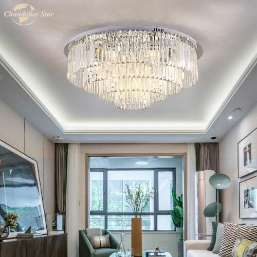 Modern Luxury Crystal Ceiling Lights for Living Room Bedroom Dining Room Restaurant Round Metal LED Lustre Creative Lamp