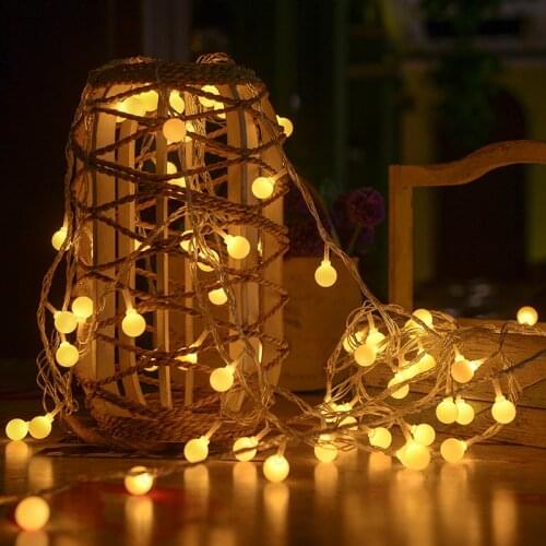 New Year1.5/3/5 LED Holiday Fairy Garland Ball String Lights Globe Wedding Home Decoration Battery Rope Lights Christmas Gifts