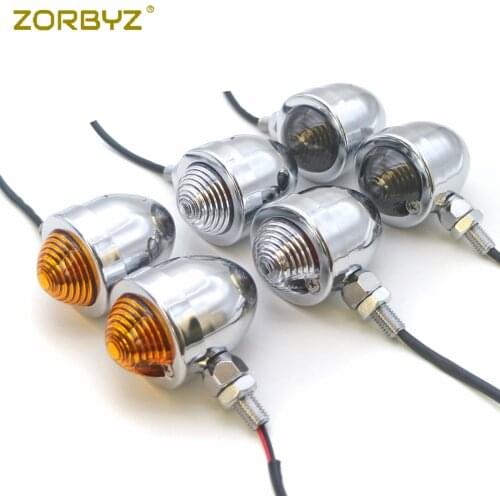 ZORBYZ Motorcycle Chrome Metal Bullet Smoke/Amber/Clear Lens Turn Signal Lights Indicator For Harley Kawasaki Triumph Custom