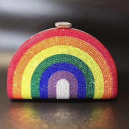 Rainbow Crystal Diamond Evening bags Minaudiere Clutch Bag Wedding Party Handbag clutch purse clutches bags shoulder bags lady