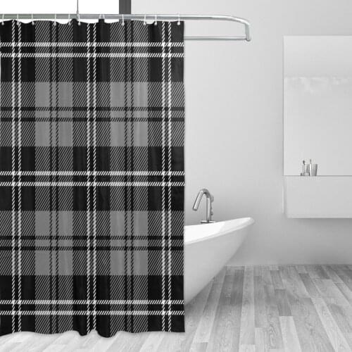 New Arrival Striped Plaid Printed Shower Curtain Bathroom Waterproof Bath Curtain With 12 Hooks Polyester Cloth High Quality