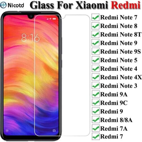 9H Tempered Glass For Xiaomi Redmi Note 7 8 9 9s Screen Protector Glass Redmi Note 5 4 4X 3 Protective Glass For Redmi 9 9A 8 8A