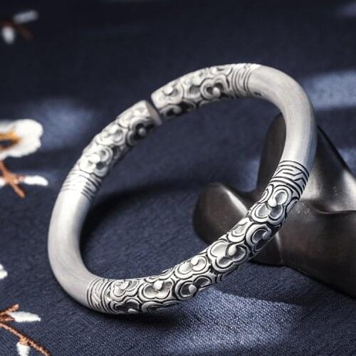 Heavy 999 Sterling Silver Women Mom Bangle Cuff Bracelet jewelry gift A5178