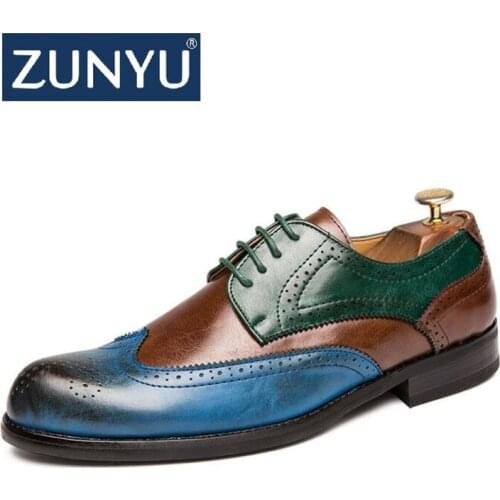 ZUNYU autumn and winter comfortable formal dress fashion trend casual business personality Brock mens shoes large size