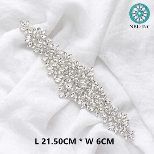 1PC ) Bridal beaded sewing rhinestone pearl applique iron on for wedding dresses WDD0404