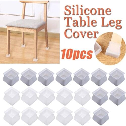 10Pcs Square Silicone Chair Leg Cover Table Caps Feet Pads Floor Furniture Leg Protectors Tools Wear-resistant Flexible