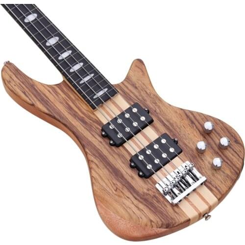 Hickory wood top ashwood 4 string bass guitar neck through active solid ashwood back and side electric bass guitar