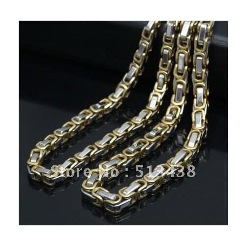 5pcs High Trendy jewelry Stainless Steel 6mm mens Byzantine chain necelace,23.6'',birthday, ,Christmas gifts