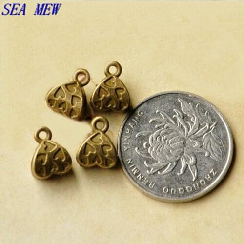 9mm*11mm Vintage Style Antique Bronze Plated Heart Bail Beads Charm Necklace Bracelet Connector Hole Bead For Jewelry Making