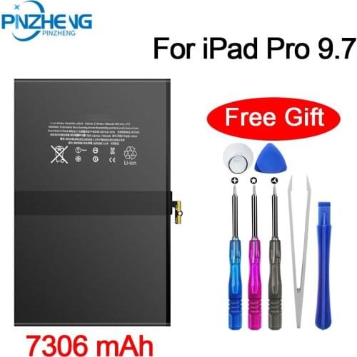 PINZHENG Tablet Battery For Apple iPad Pro 9.7inch 7306mAh High Capacity Battery A1673 A1674 A1675 Replacement Bateria With Tool
