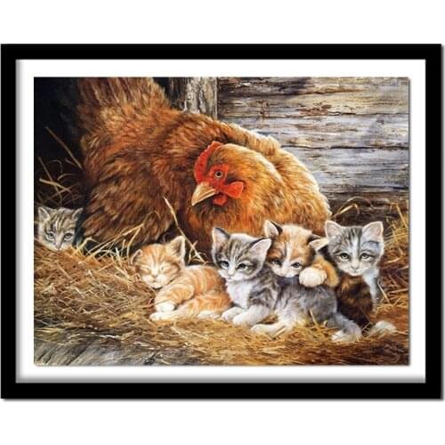 Diamond Embroidery Cats Pattern Pictures of Rhinestones Diamond Painting Country Style Home Decor Needlework Arts