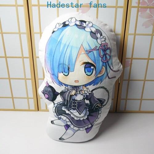 Anime Re Life in a different world from zero pillow toy Rem short plush stuffed cute doll double sided pillowcase toy gift 50cm