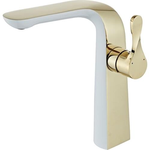 BAKALA Luxury New Design White Gold Brass Bathroom Water Tap Single Handle Single Hole Tall Bathroom Faucet FA-5902-3