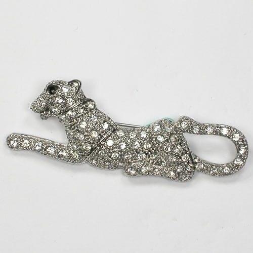 Clear Rhinestone Jaguar Panther Pin brooches C692 A
