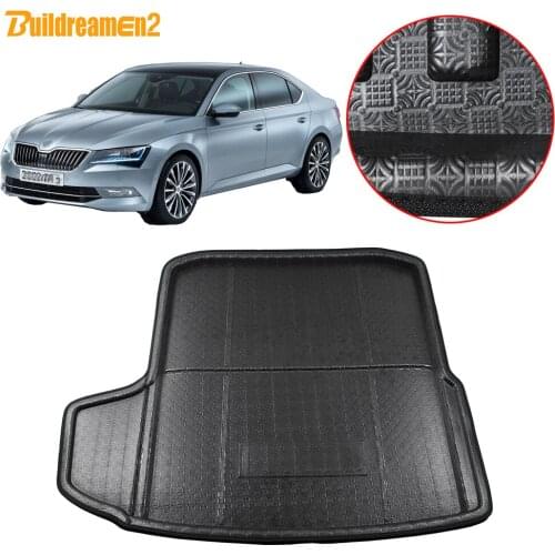 Buildreamen2 For Skoda Superb Car Accessories Tray Boot Liner Tail Trunk Mat Floor Cargo Carpet Protection Pad 2016 2017 2018