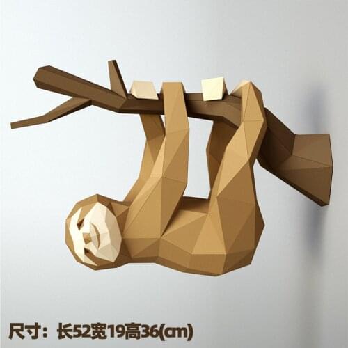 Playing Sloth 52cm Paper 3D DIY Material Manual Creative Home Decor Props #7525 Hand Made Cute Geometric Paper Figures