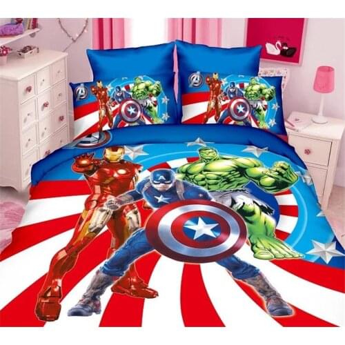 Disney Bedding Set Cartoon Hulk Avengers Alliance Spiderman Bedding Set Duvet Cover Bed Sheet Pillowcase Twin Kids Birthday Gift