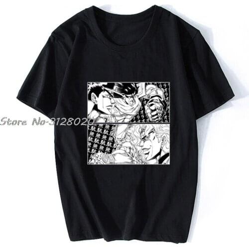 Harajuku JOJO Summer New Anime T-shirt O-neck Printing Casual Men Short Sleeve Cotton TShirt Cool Tees Tops Streetwear