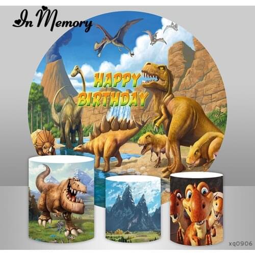 Round Circle Photography Backdrop Jurassic Dinosaur Party Kids Safari Jungle Birthday Background Plinth Covers Custom