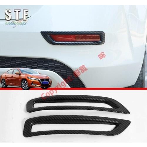 Carbon Fiber Style Rear Fog Light Lamp Cover Trim Molding Bezel Garnish For Nissan Sylphy MK14 2019 2020