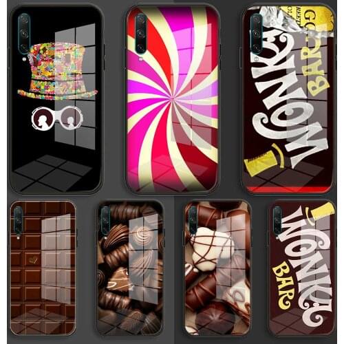 Soft Glass Case For Huawei Honor 30 20 10 Lite Pro 10i 20i 9a 8a 8x Balck Cover chocolate Willy Wonka Bar With Golden