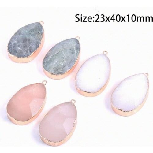 Natural Stone Water drop shape Rose Quartzse Labradorite Pendantsr DIY bracelet necklace for Jewelry Making size 23x40x10mm