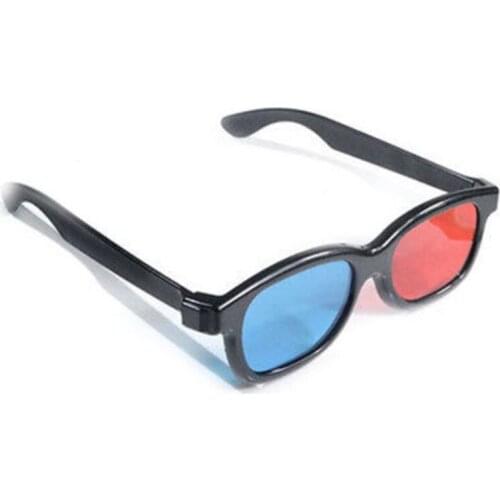 Wholesale 10PCS Universal Black Frame Red Blue Cyan Anaglyph Framed 3D Glasses Vision For Plasma TV Movie Game DVD