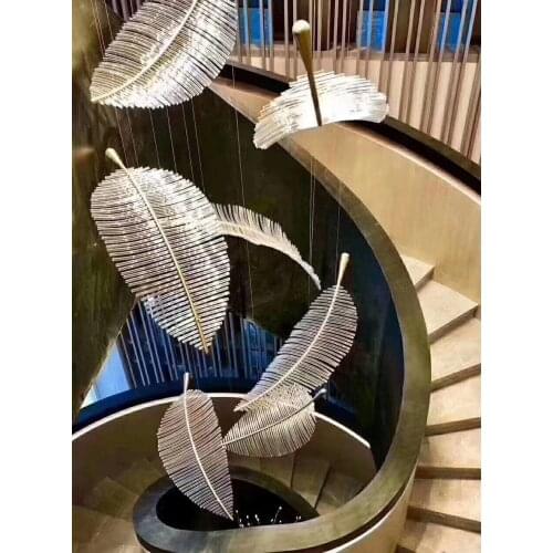 Hotel custom shopping mall sales office sand table duplex villa villa corridor feather tree leaf art chandeliers