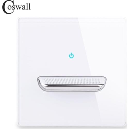 COSWALL 1/2/3/4 Gang 1/2 Way Toggle On / Off Wall Light Switch Blue Backlight Data CAT6 HDMI USB Charging Glass Panel White