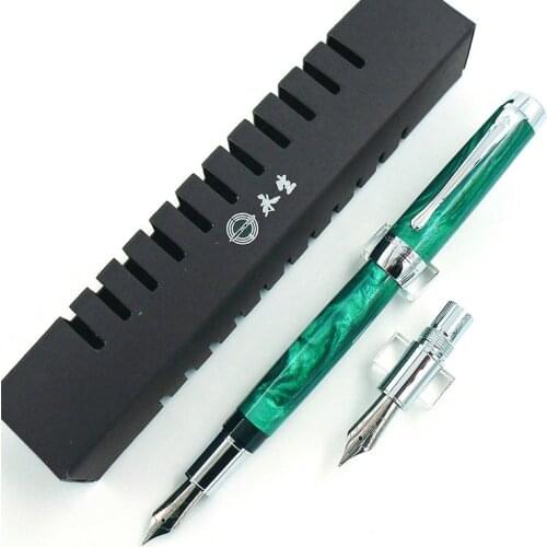 Wingsung Nature Wood Resin Fountain Pen Double Nib EF/F/M Nib Ink Pens for Writing Office Student Stationery with Simple Box