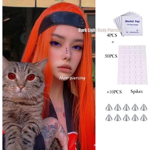 10PCS Stainless Steel Spikes Fake Nose Piercing Smiley Piercing Cheater Fake Septum Ring Dimple Body Accessories Punk Jewelry