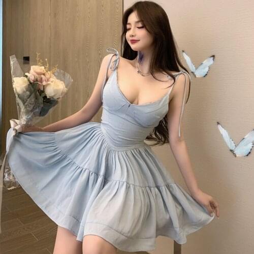 Backless Dress for Women Sexy Off Shoulder Spaghetti Strap Strapless Low-cut A-line Mini-dresses Party Evening Summer New