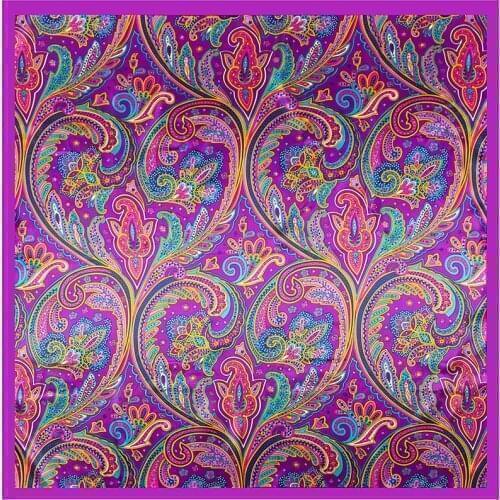 [POBING]2017 Square Silk Scarf Women Fashion Brand Floral Cashew Scarves Shawl Muslim Headscarf Big Size Hijab Foulard 90cmX90cm