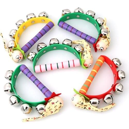 0-12 Months Baby Hand Bell Cute Wooden Rattles Early Educational Toys Clown Bell Shake Toy Handheld Rattle Toys for Baby