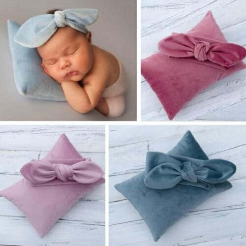 Newborn Photography Props Velvet Baby Headband Pillows Sets Infant Photo Shoot Accessories Soft Material Colorful Creative Props