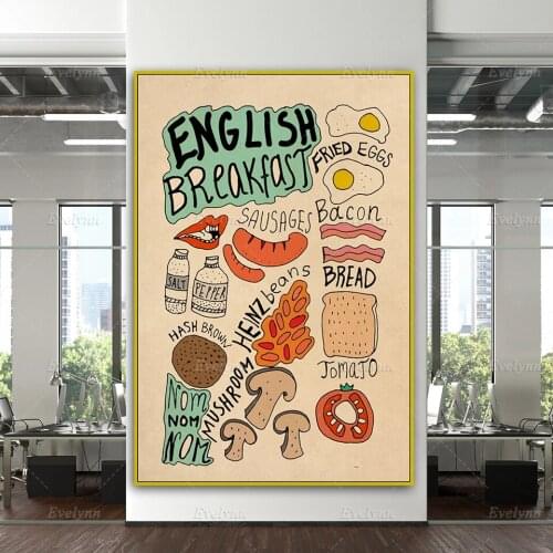 Modern Canvas English Breakfast Art Prints Nordic Cartoon Poster Wall Art Modular Pictures for Living Room Home Decor Painting