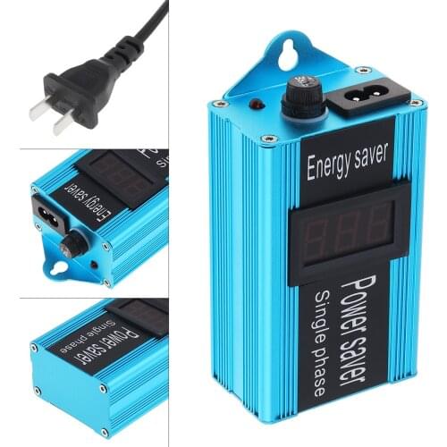 Blue 100KW US / EU 90V-250V Smart Power Saver Household Meter Electricity Saving Box with Electronic Screen Display