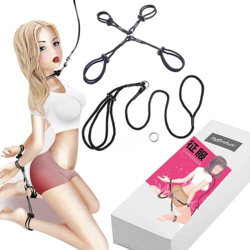 Adult sex toys SM hemp rope rope art suit binding bondage traction collar cross buckle posture posture sex toy